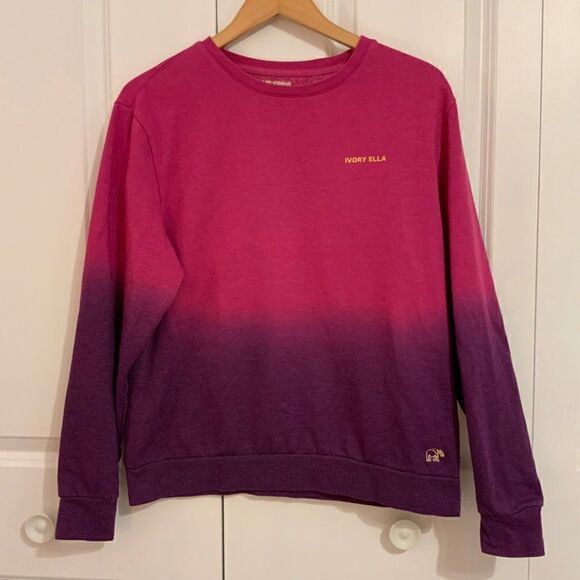 Ivory Ella Sweatshirt Purple Ombré Dip Dyed Long Sleeve XS - Picture 2 of 8